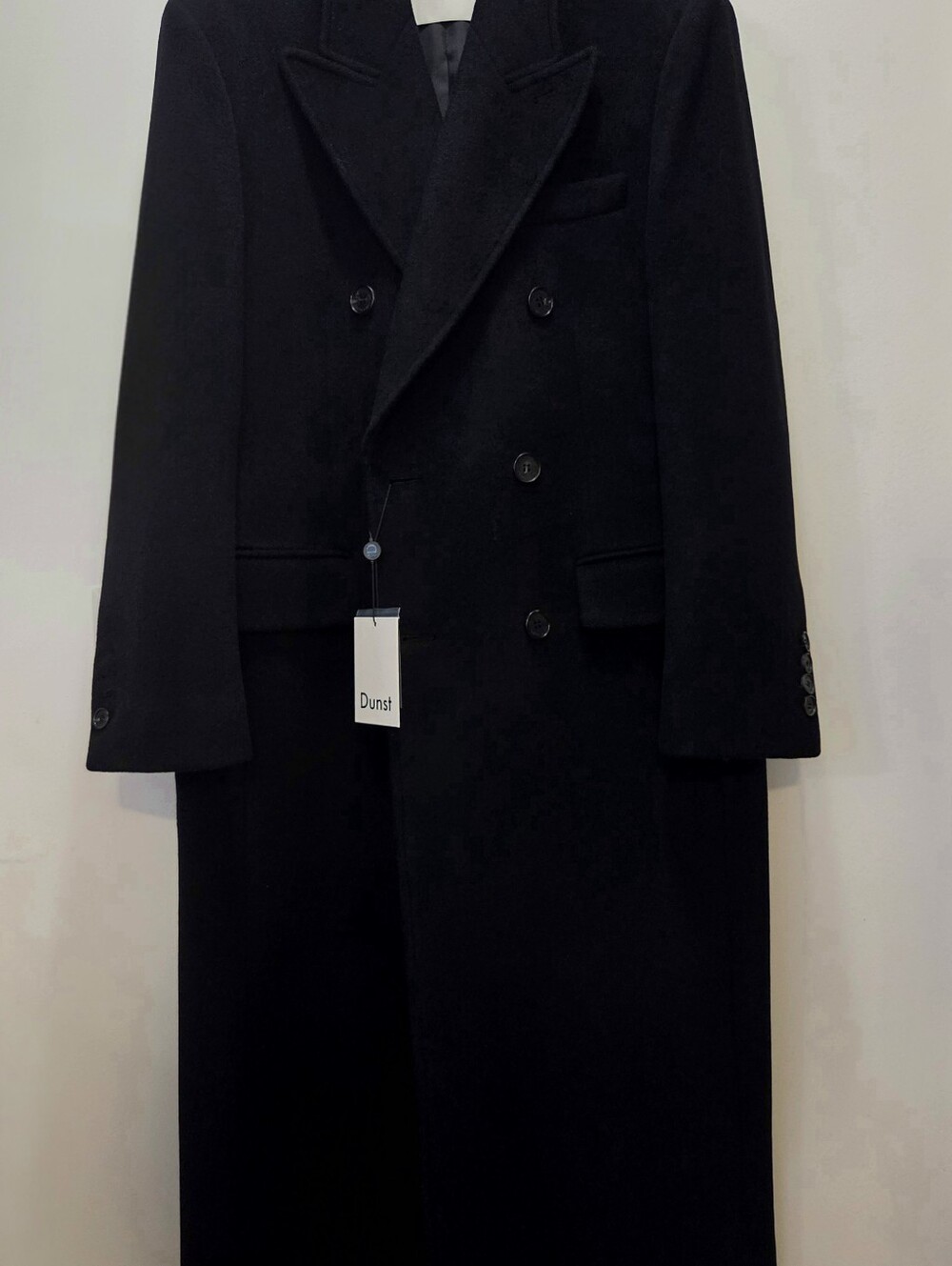 Dunst Unisex Double-Breasted Wool Coat - Black